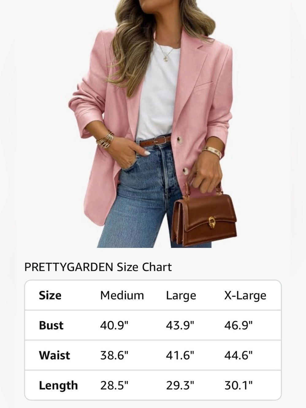 PrettyGarden Pink Blazer Women Large NWT Single Button Office Business Jacket - Picture 9 of 10